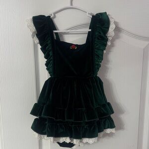 Bums & Roses Emerald Velvet Romper